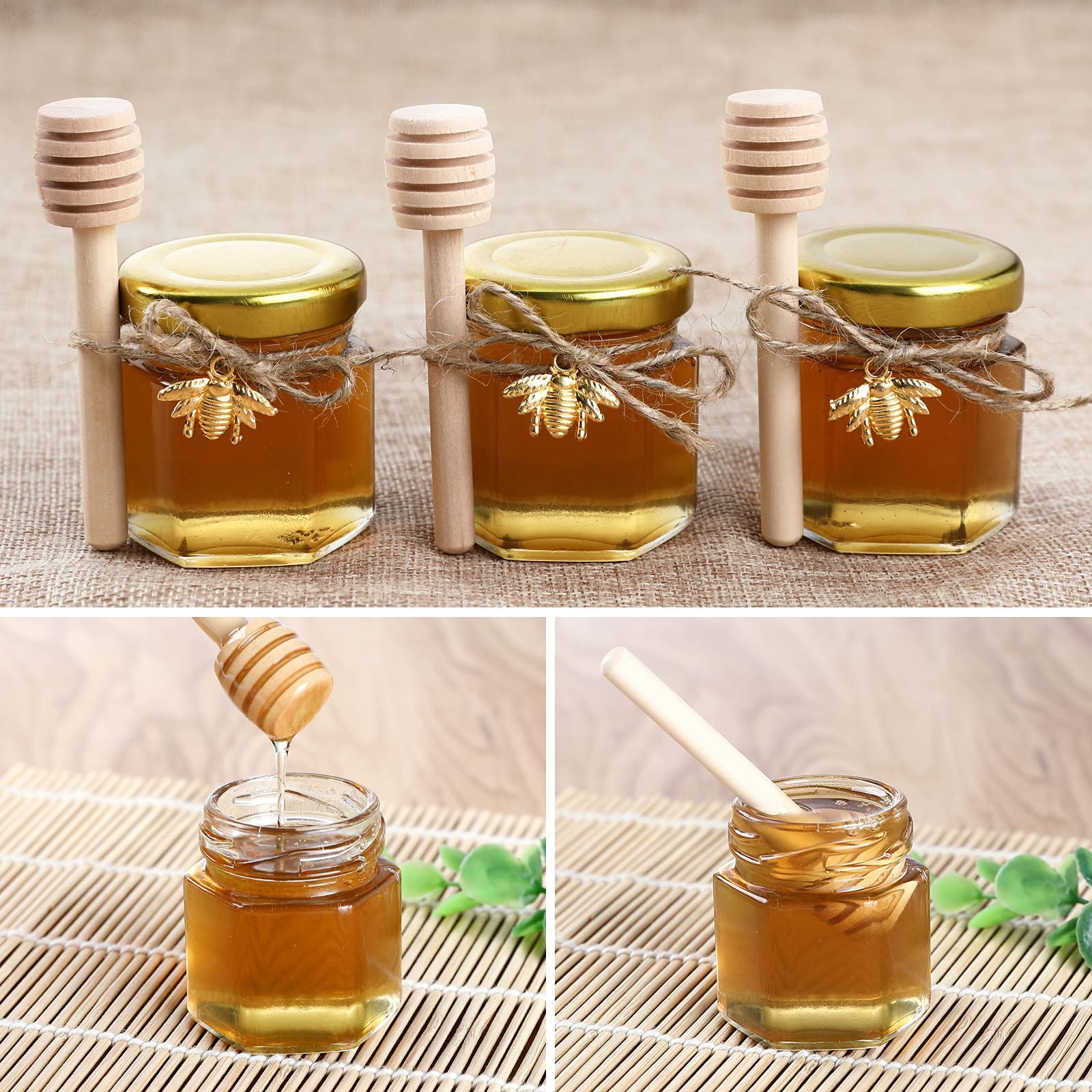 Wood dipper included with jars