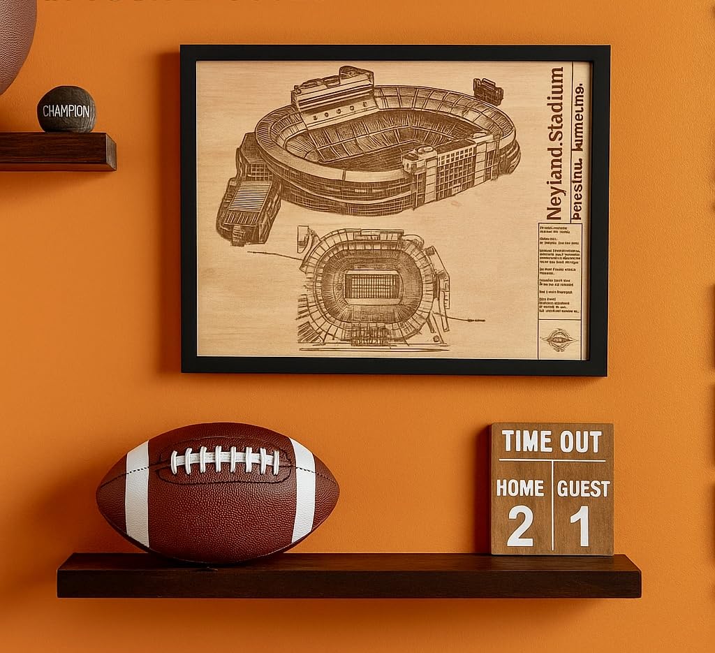 Wood grain variation seen on neyland stadium wall hanging