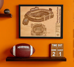 Wood grain variation seen on neyland stadium wall hanging