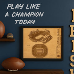 Wood engraving wall hanging 14x11 stadium blueprint