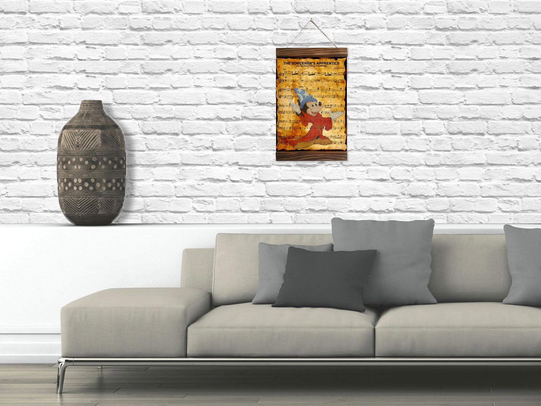 Wood framed Disney canvas print for living room decor