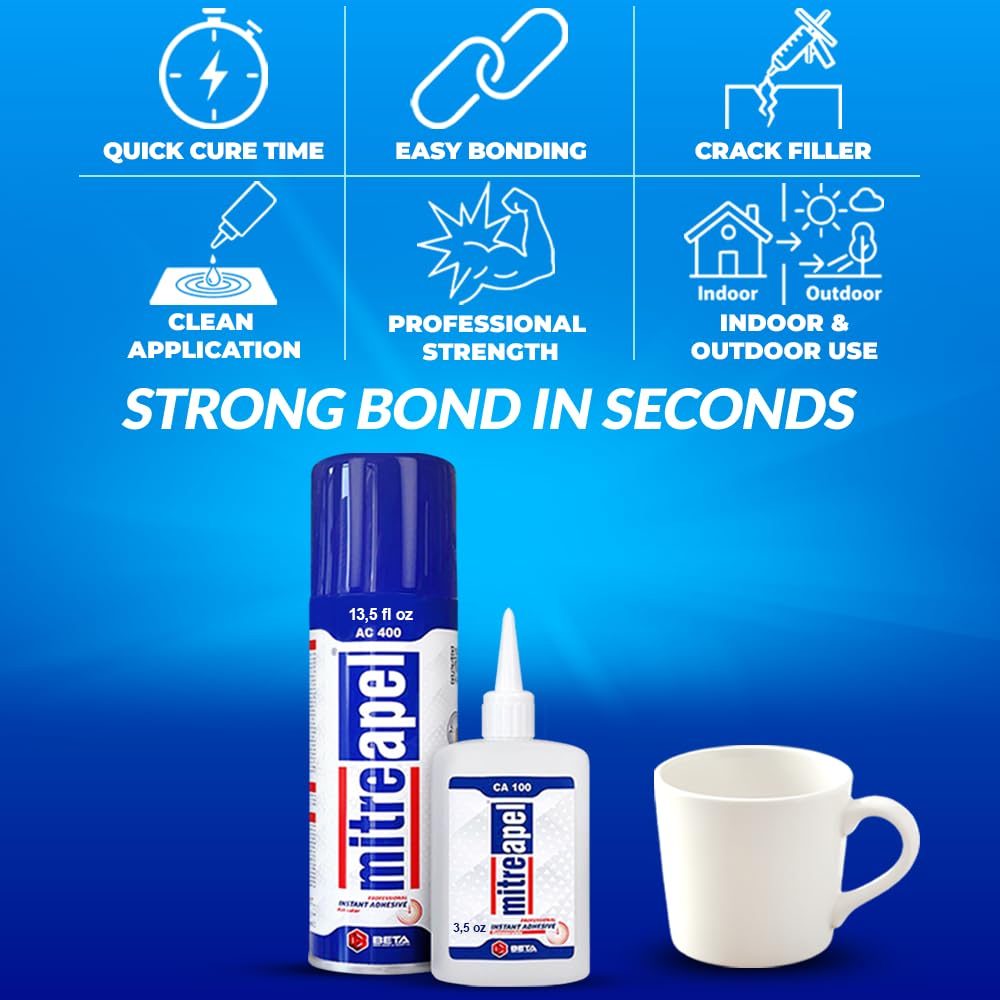 Wood glass metal ceramic bonding with MITREAPEL CA Glue with Activator