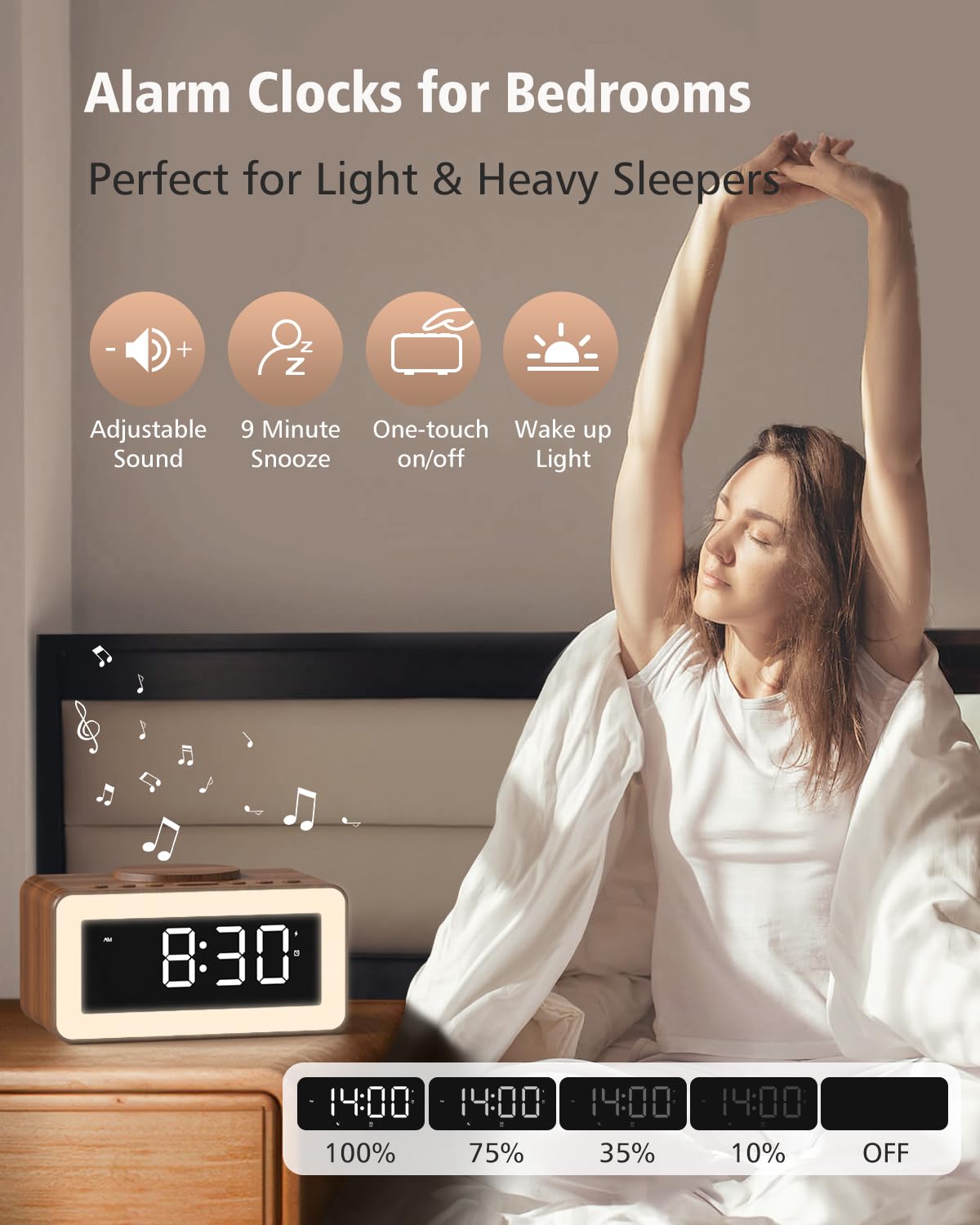 wood grain alarm clock vintage decor style