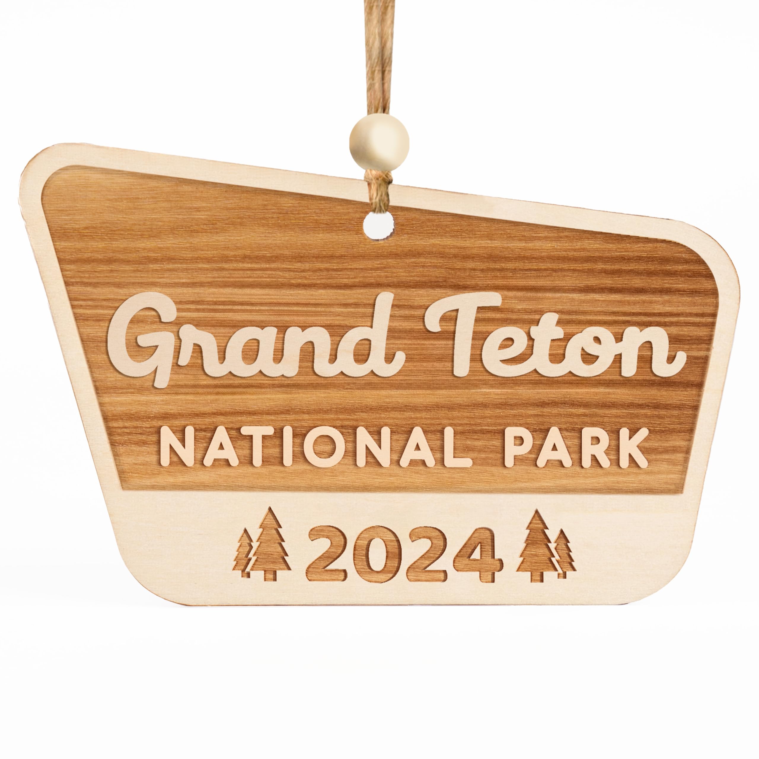 Wood National Park Ornaments Grand Teton hanging ribbon