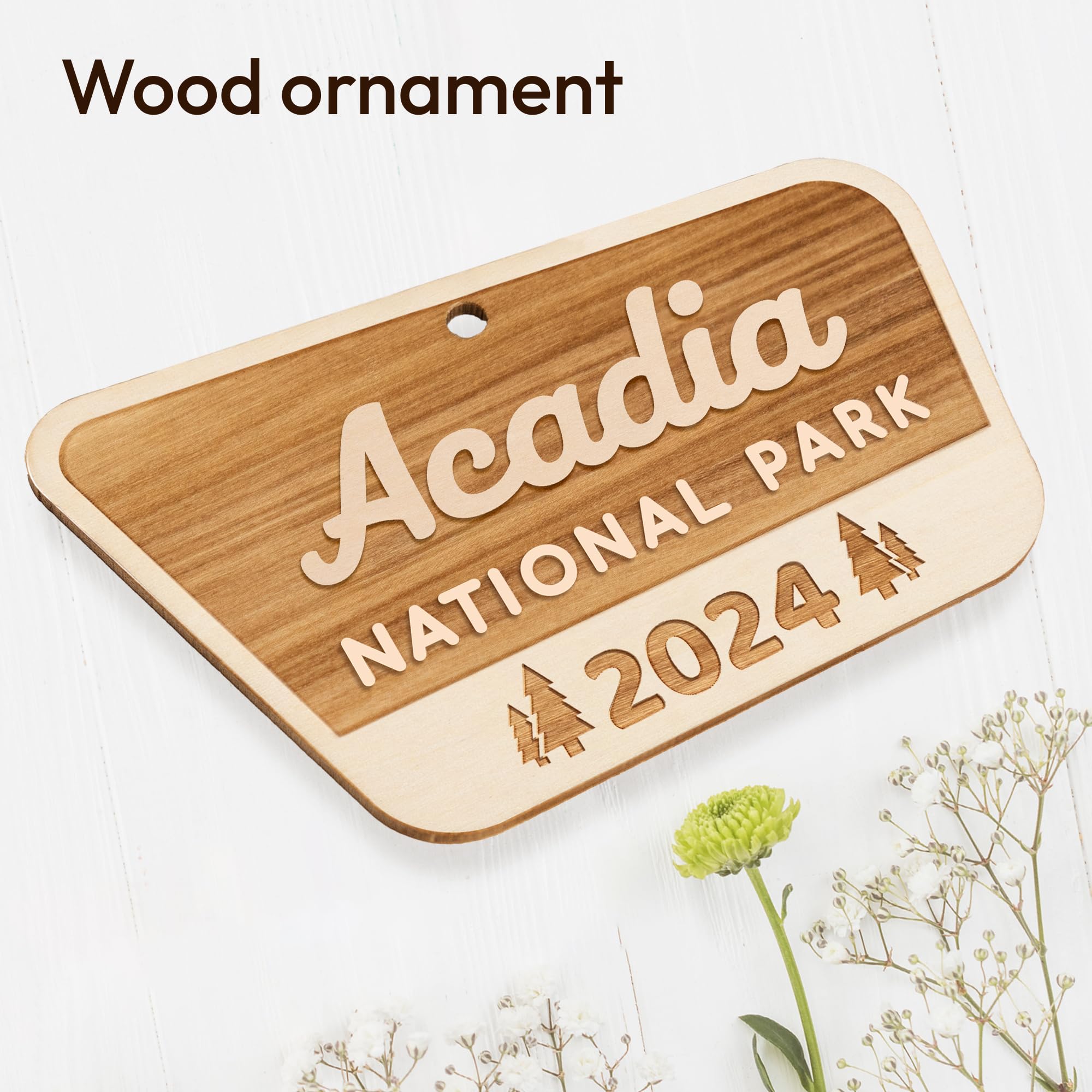 National Park ornament with hanging ribbon Acadia 2024