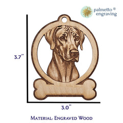 Wooden Rhodesian Ridgeback Ornament 3x3-7 inches size