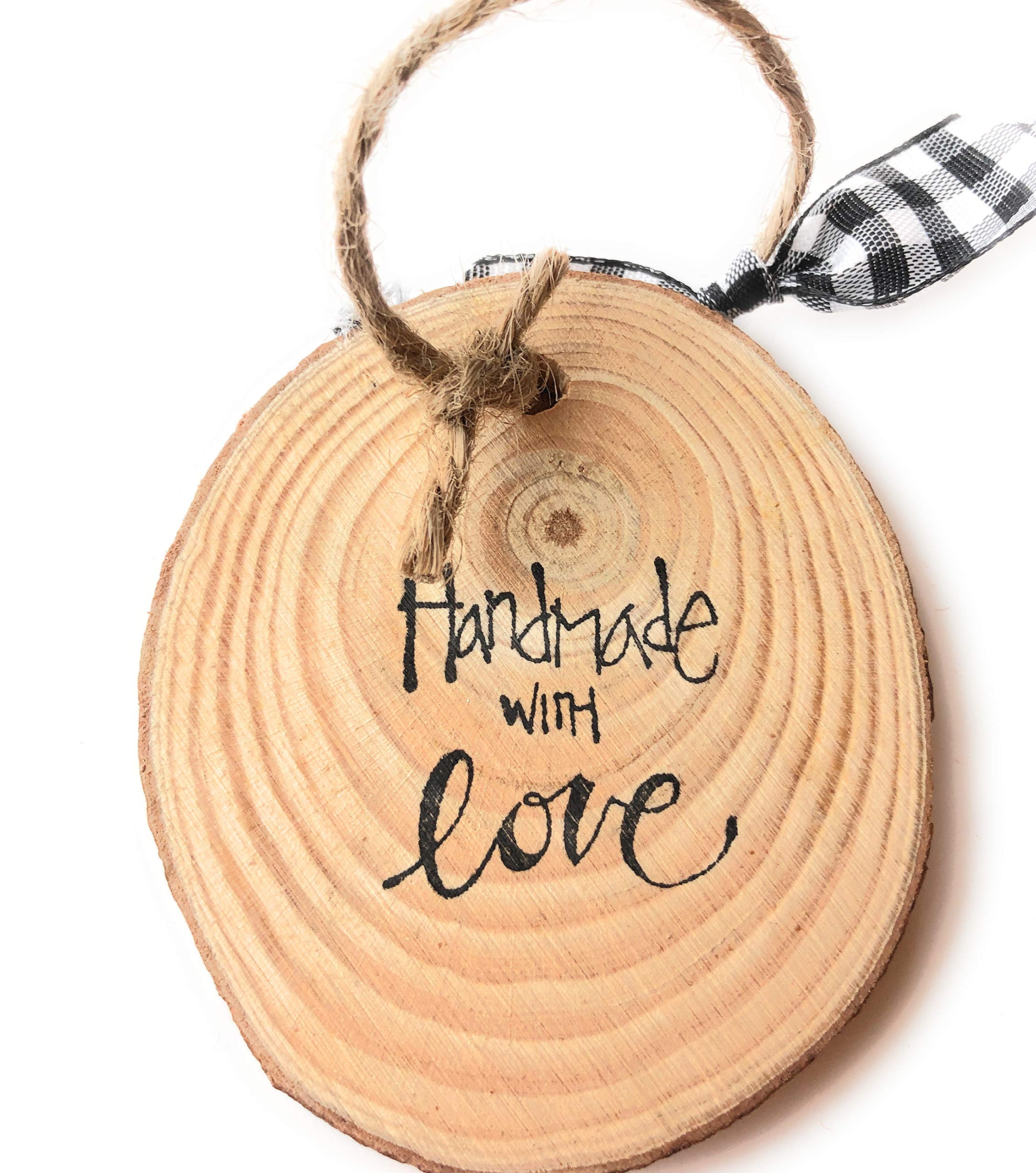2 inch round ornament ready to hang with jute twine