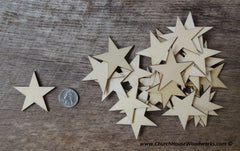 Two inch wood stars without holes for ornaments and tags