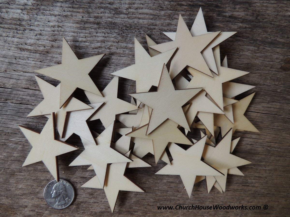 Wood stars pack of 50 for crafts and decor