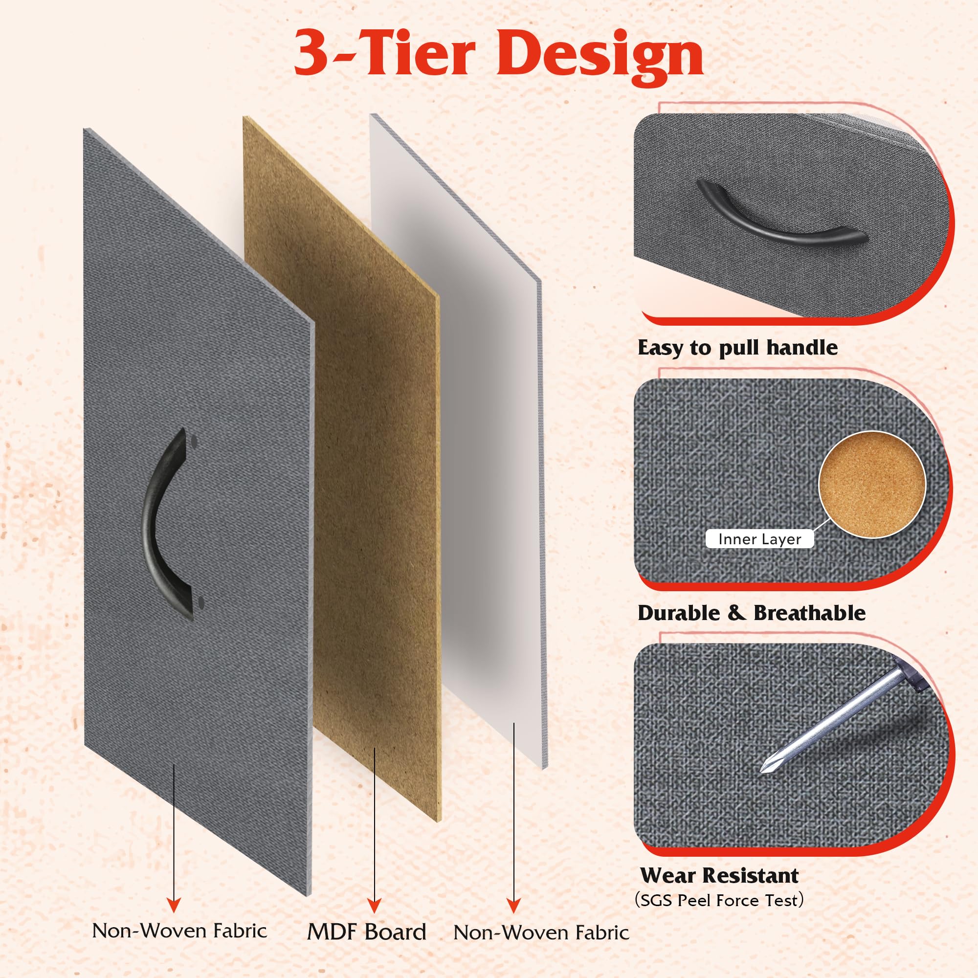 Sturdy steel frame of WLIVE dresser