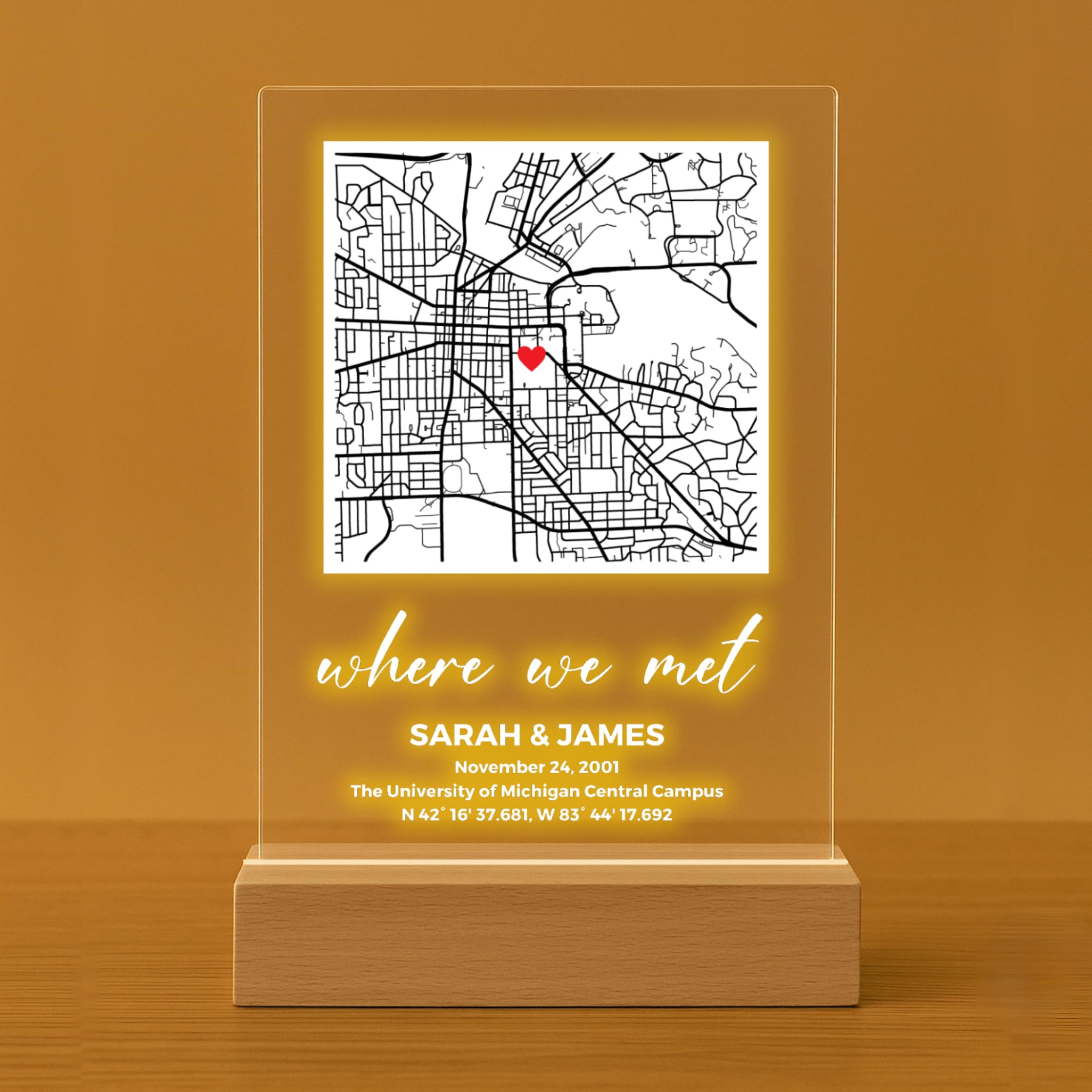 Where We Met Custom Map acrylic print for couples