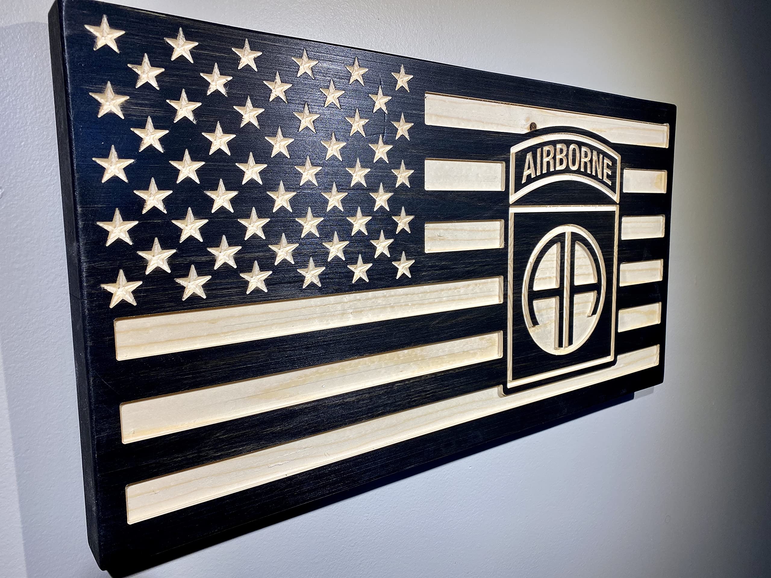 Wood USA Flag with light stain and clear coat