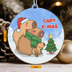 Set of three wooden animal Christmas ornaments