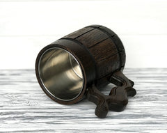 Oak wood mug by WoodwithMood with copper label
