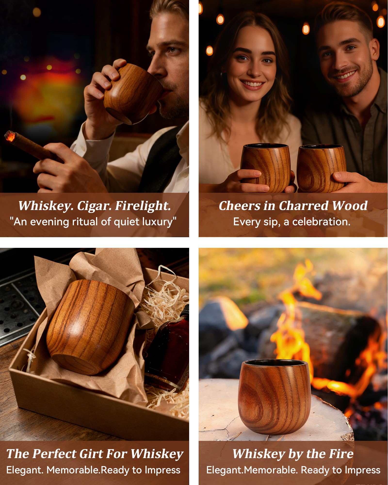 Durable Charred Oak Glass for Bourbon