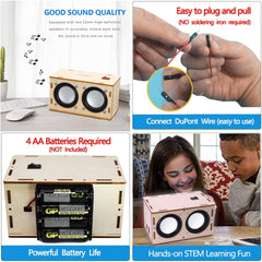 Wooden box speaker kit with components