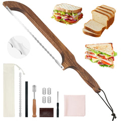 Wooden Bread Bow Knife 12 piece sourdough set