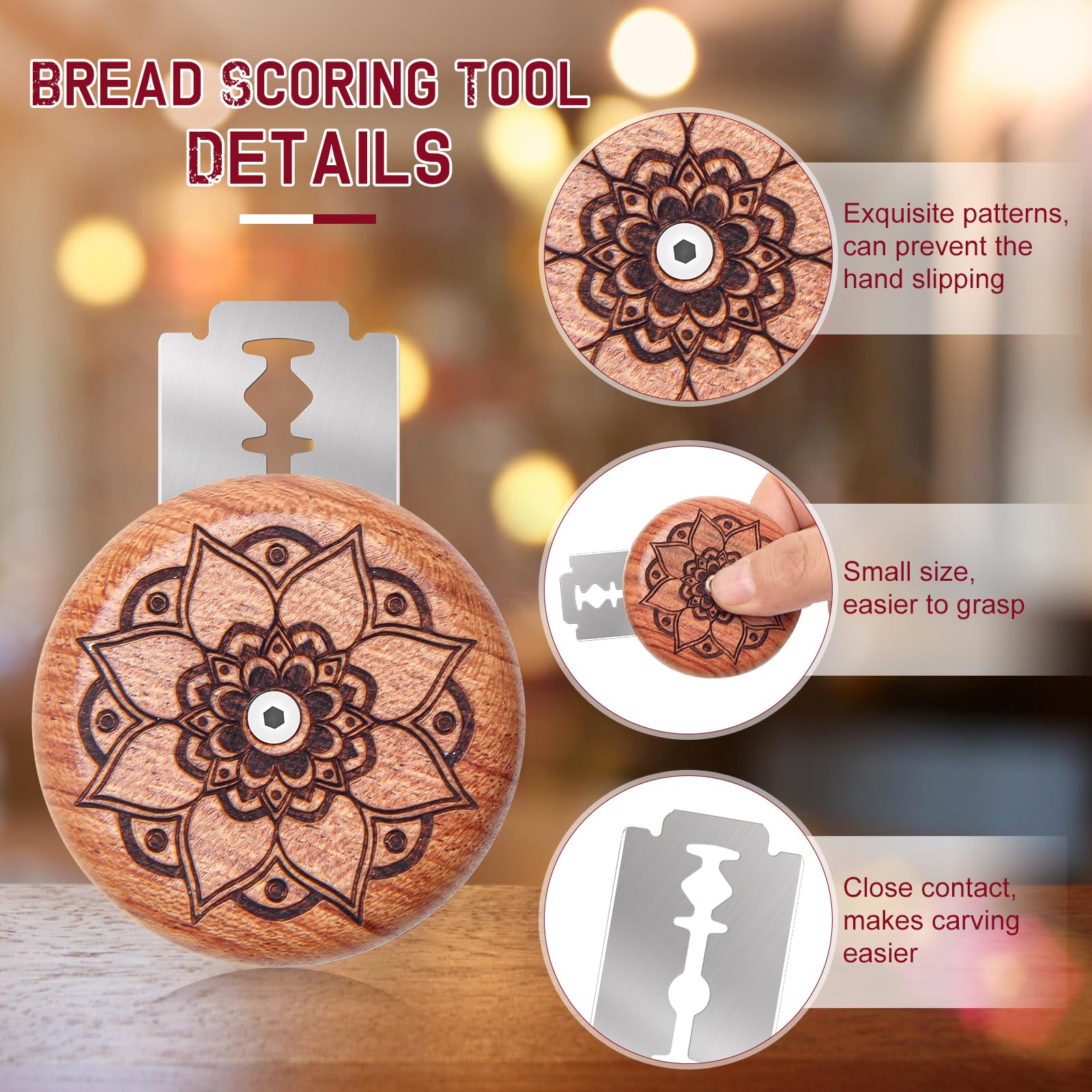 mahogany bread lame with carved grip