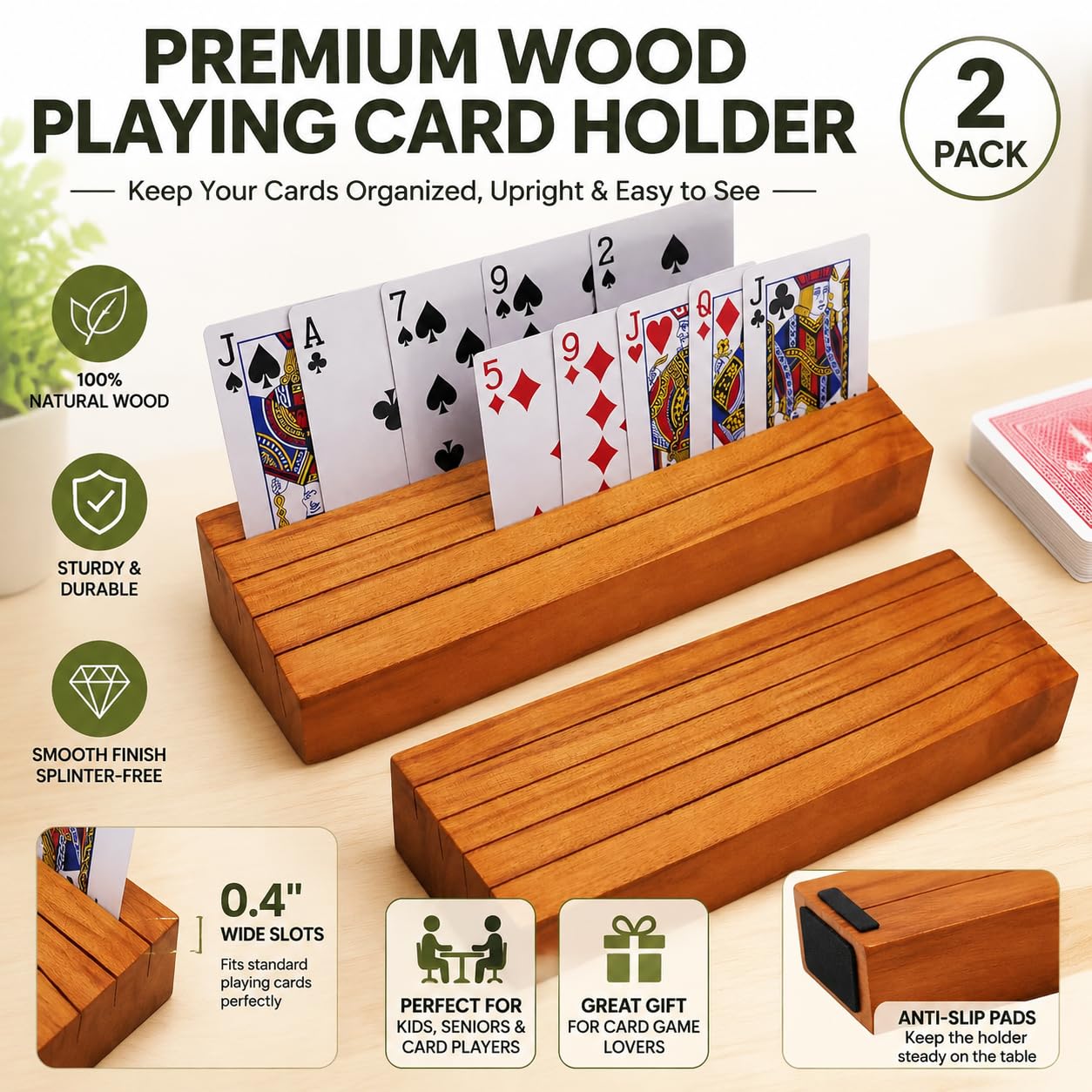 wooden deck stand card holder for playing cards