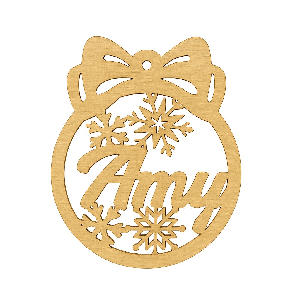 Wooden christmas decorations name ornament natural plywood