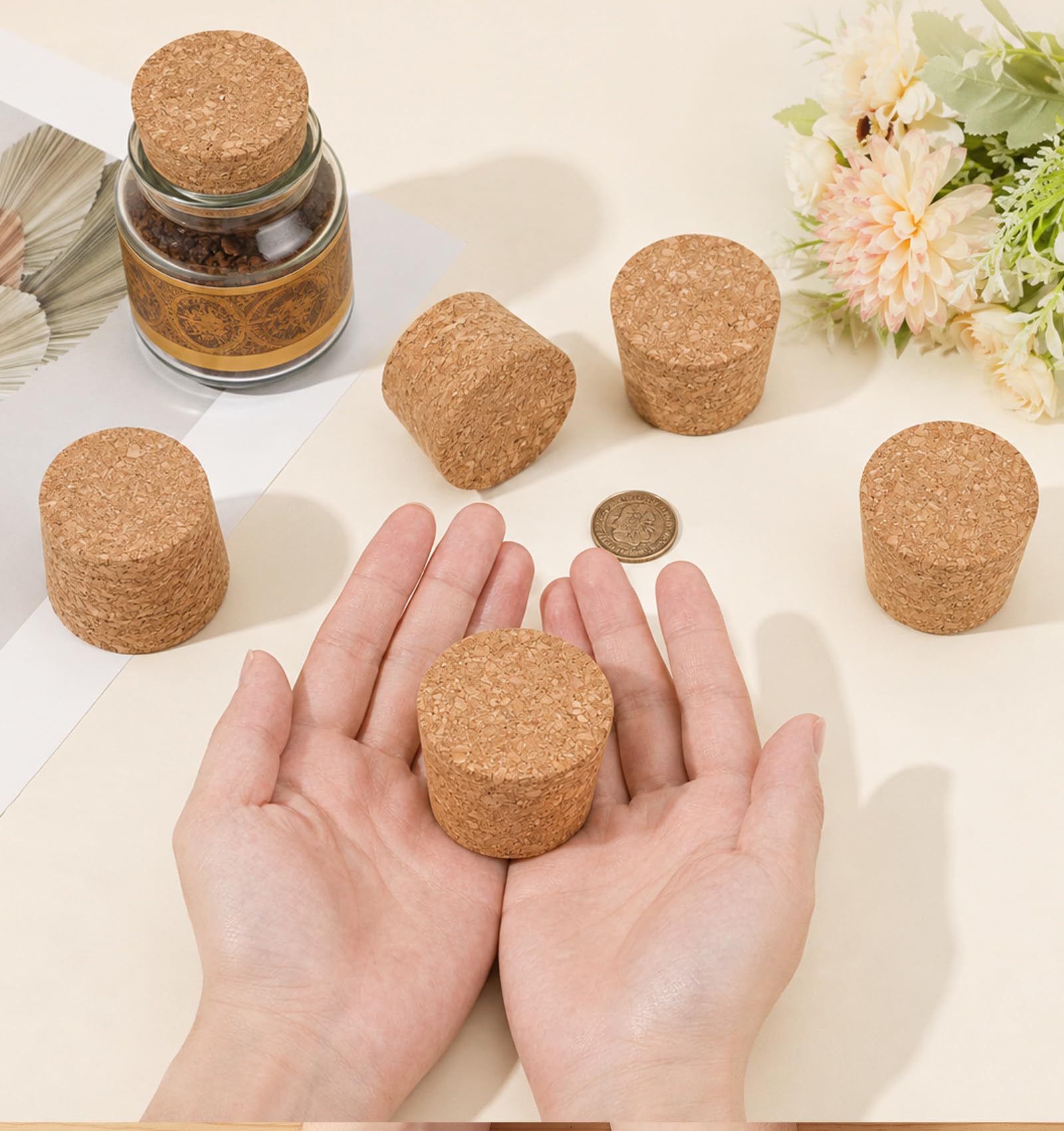 Pack of 6 cork stoppers for bottles