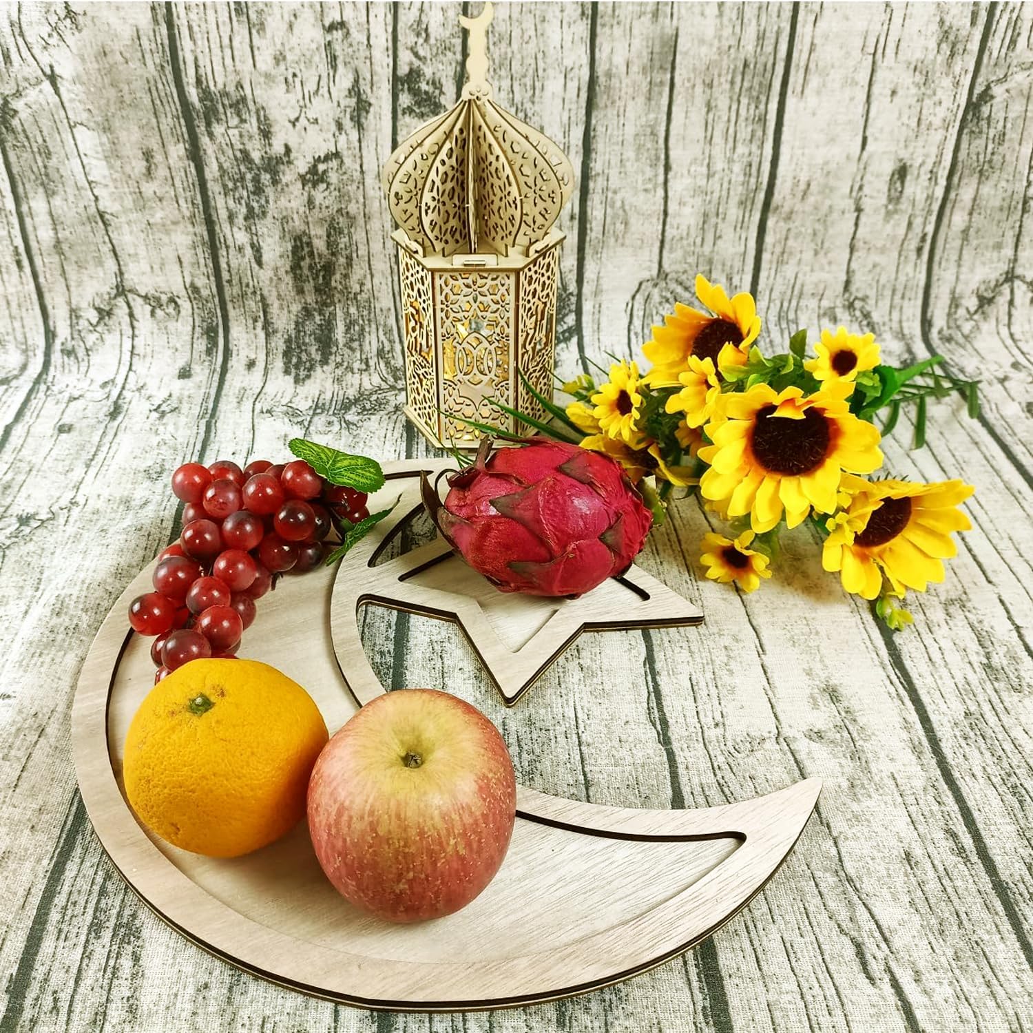 1pc wooden crescent moon star tray packaging