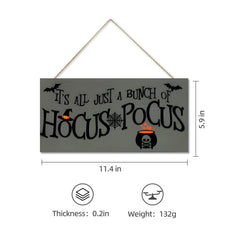 Hocus Pocus wooden door decor with rope hanging for exterior display