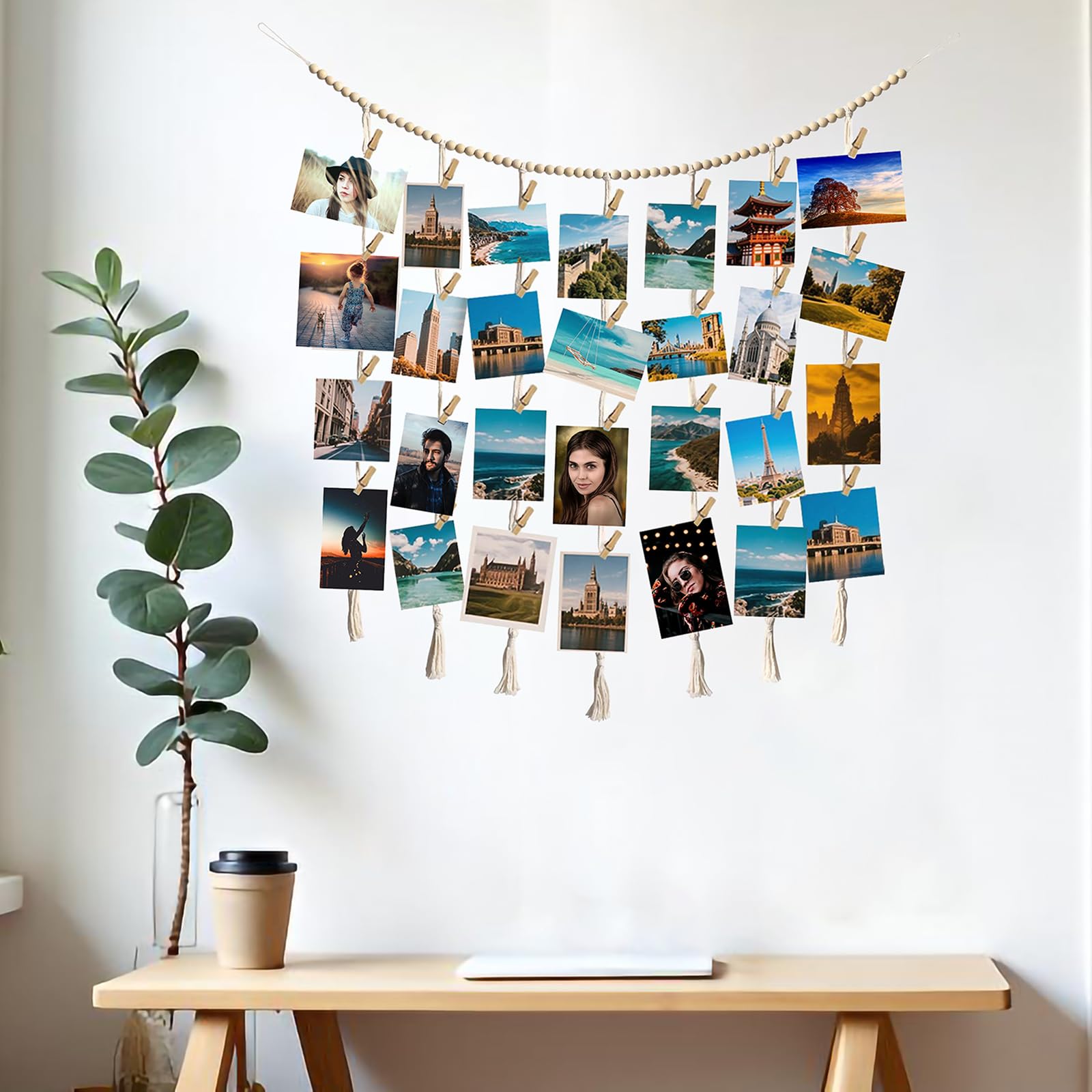 Hand woven art using natural cotton rope and wooden dowel