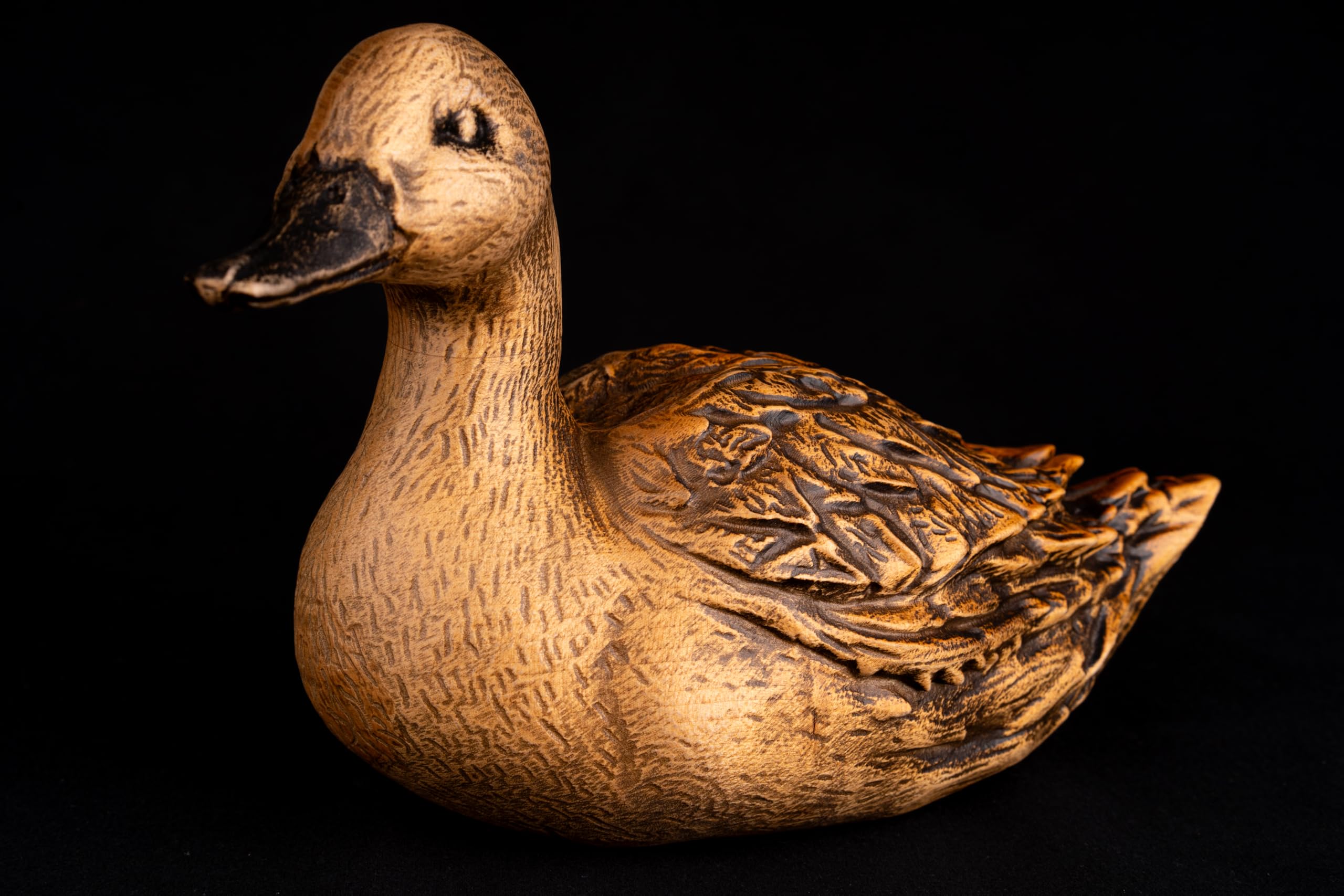 6.10 inch wooden duck decorative statuette display piece