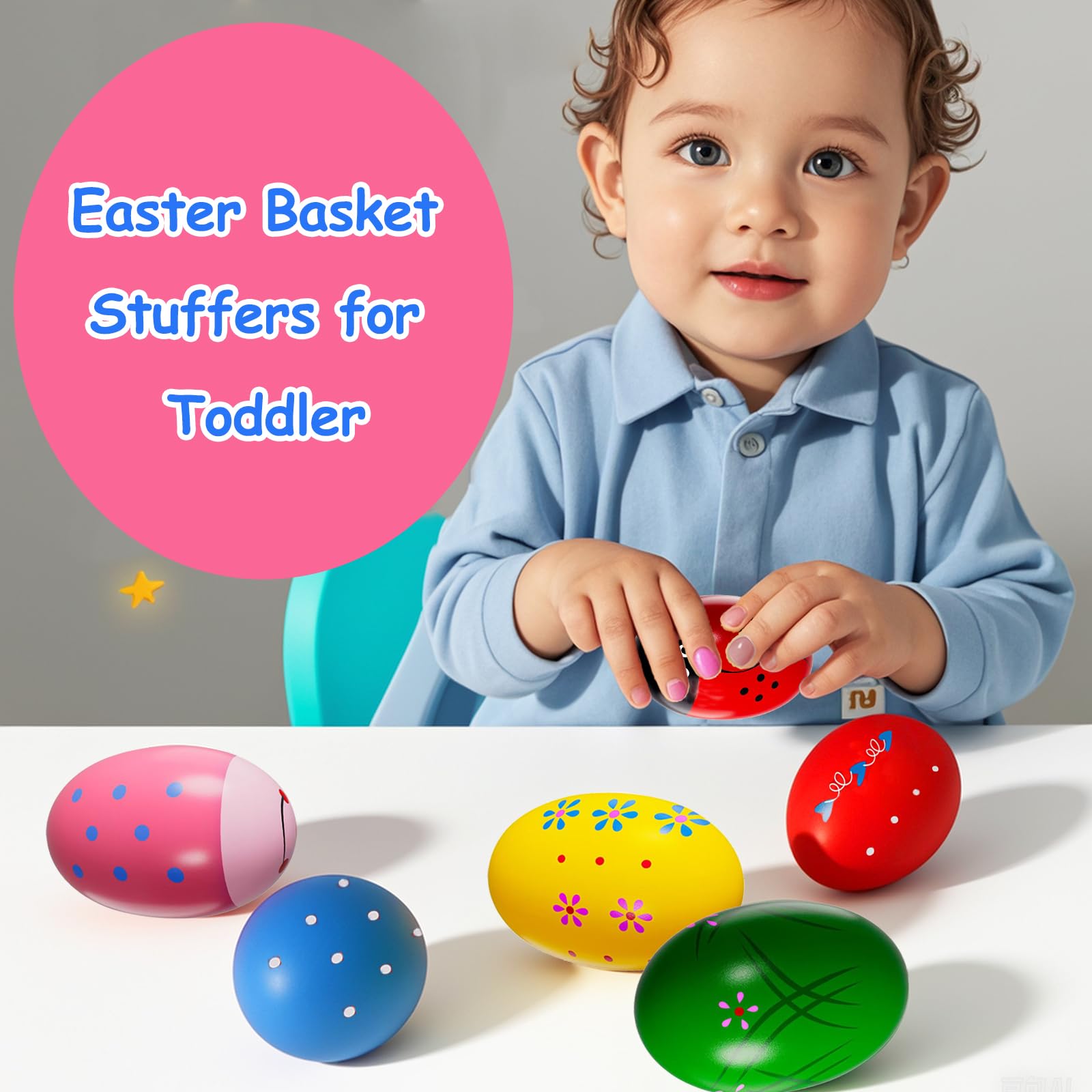 Colorful wooden ellipse eggs for hand-eye coordination