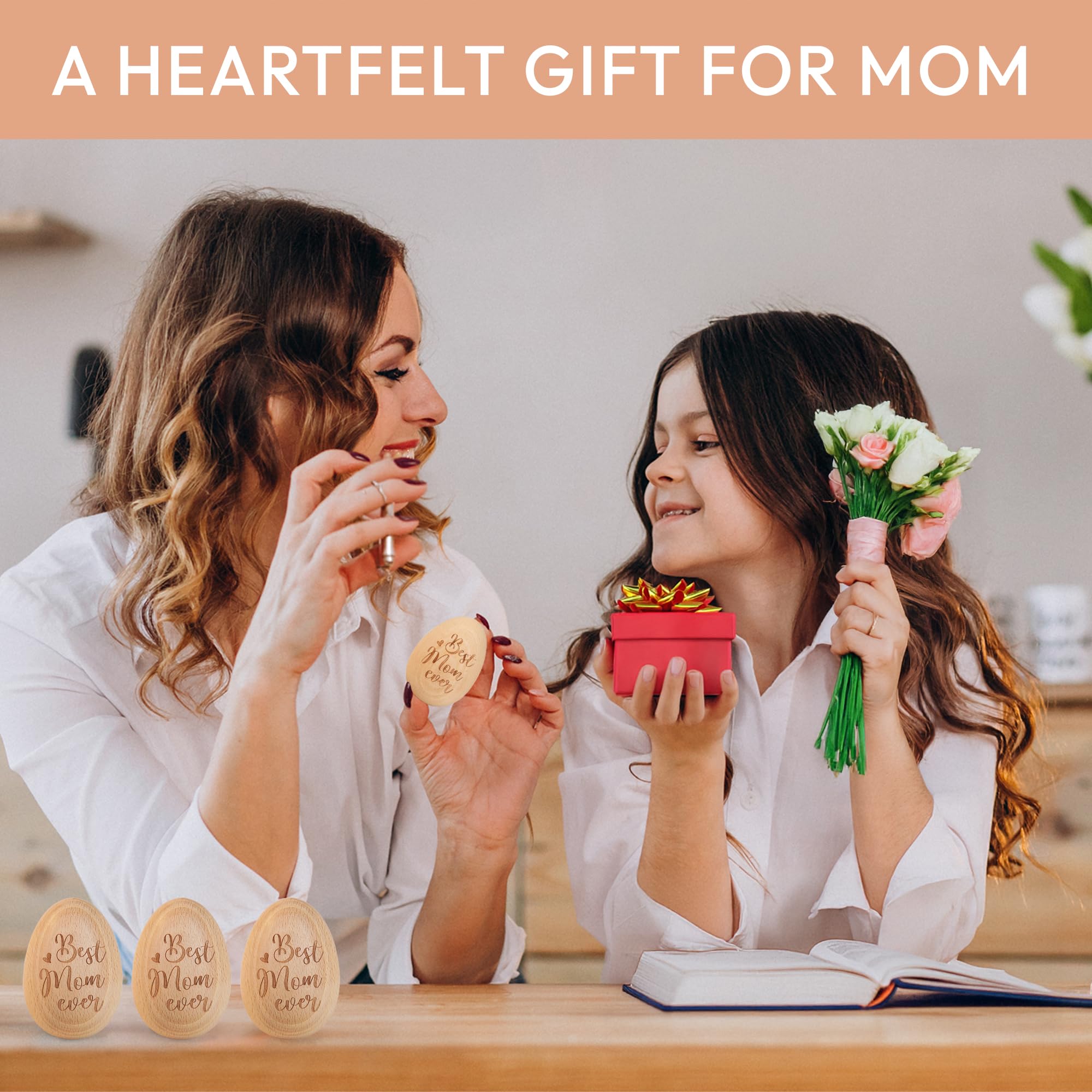 Engraved wooden egg celebrates Mother's Day for mom