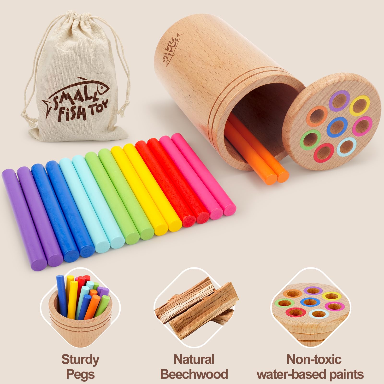Wooden fine motor learning toy for preschool use