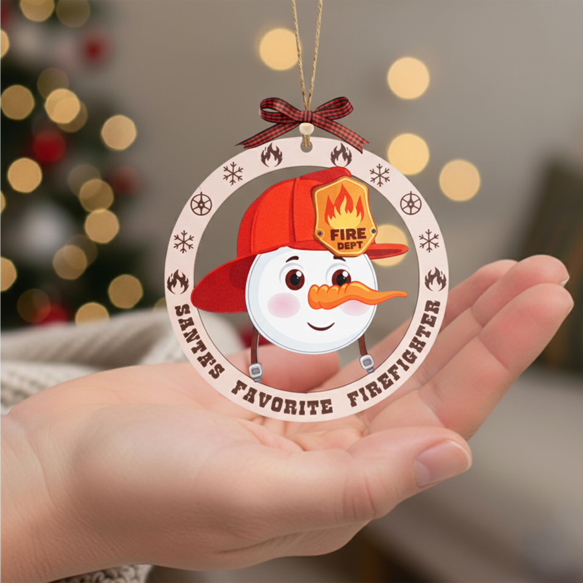Wooden fireman ornament for Christmas tree