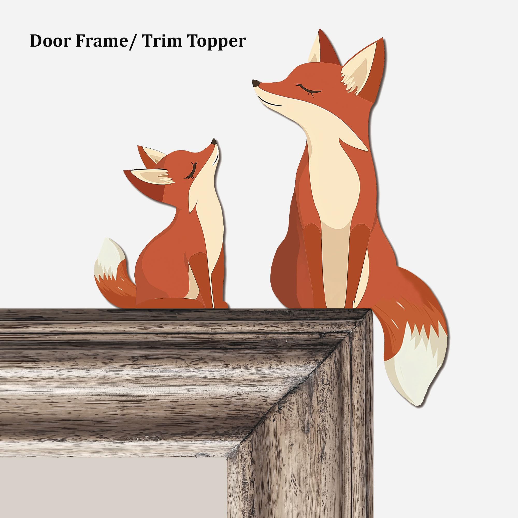 Two wooden foxes door topper for nursery decor by ZEARPT