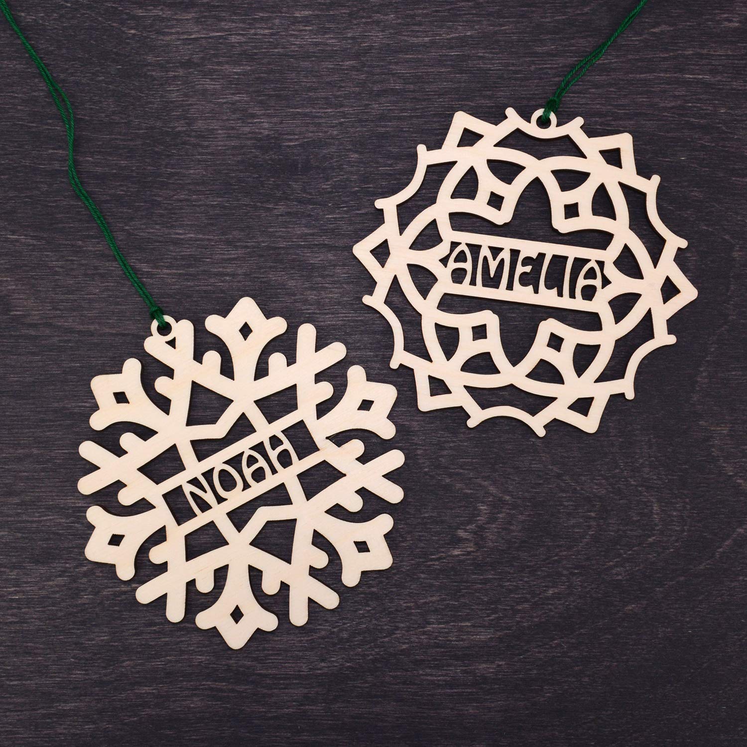 Birch plywood Christmas ornament set for tree decoration