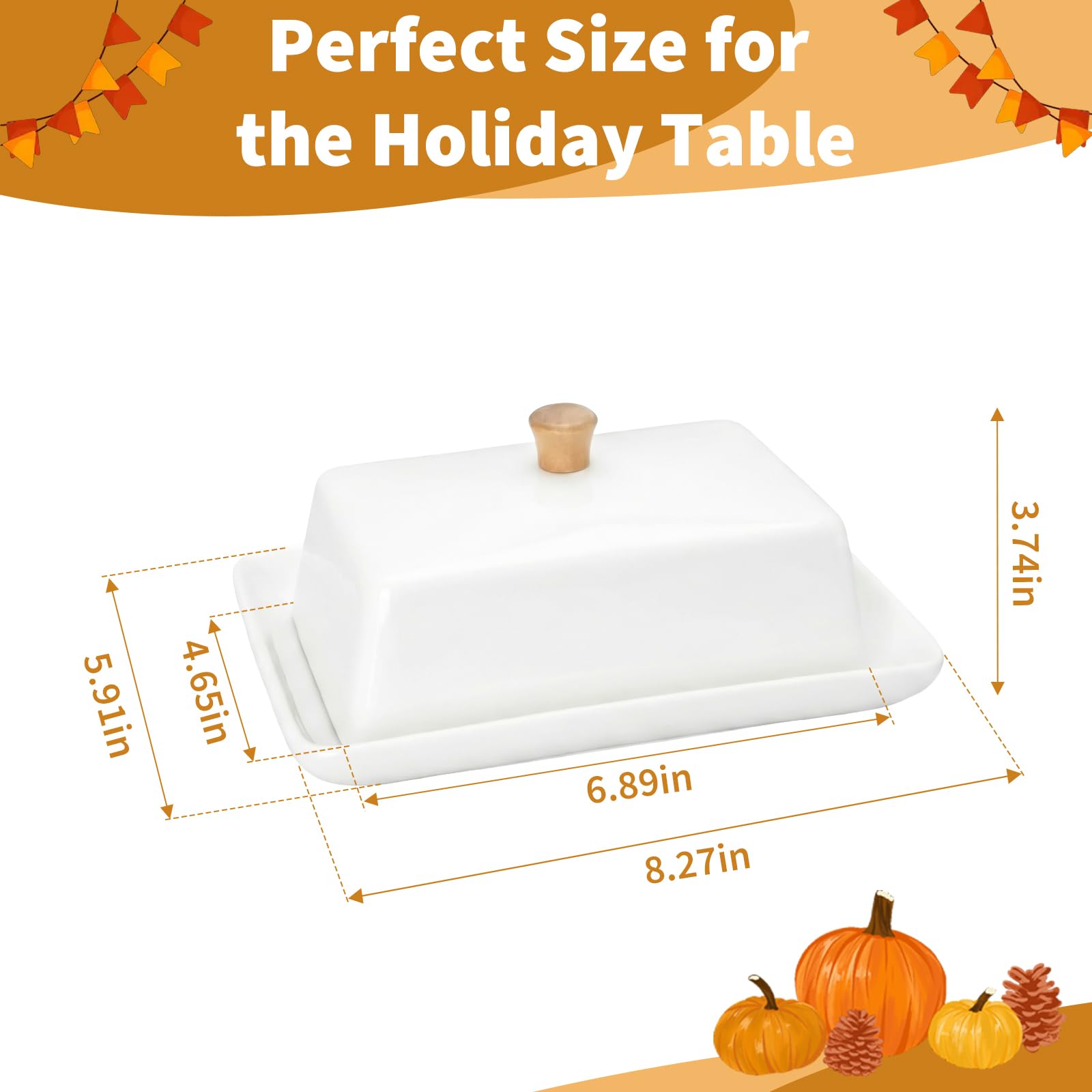 Durable glazed ceramic cranberry sauce serving dish for Thanksgiving and Christmas