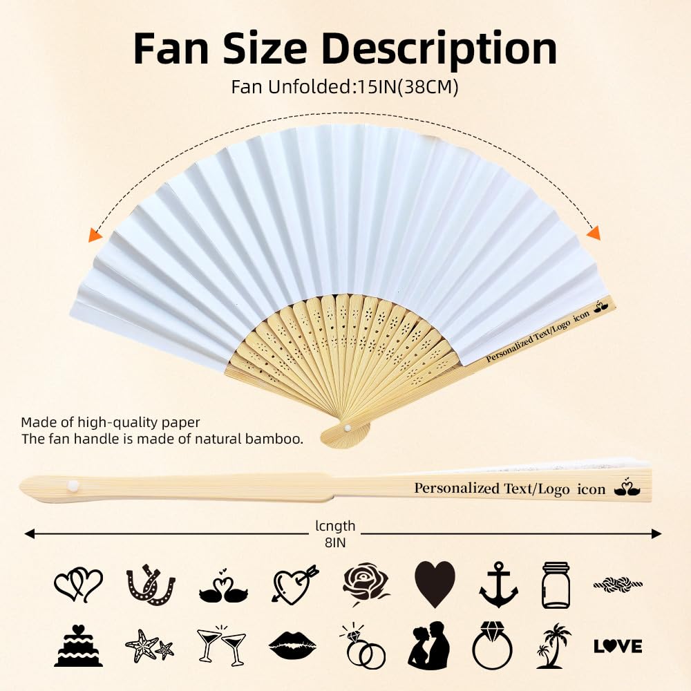 Wooden hand fan with engraved handle and ergonomic grip