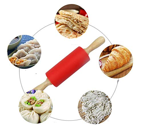 Wooden handle rolling pin for kids in kitchen setting