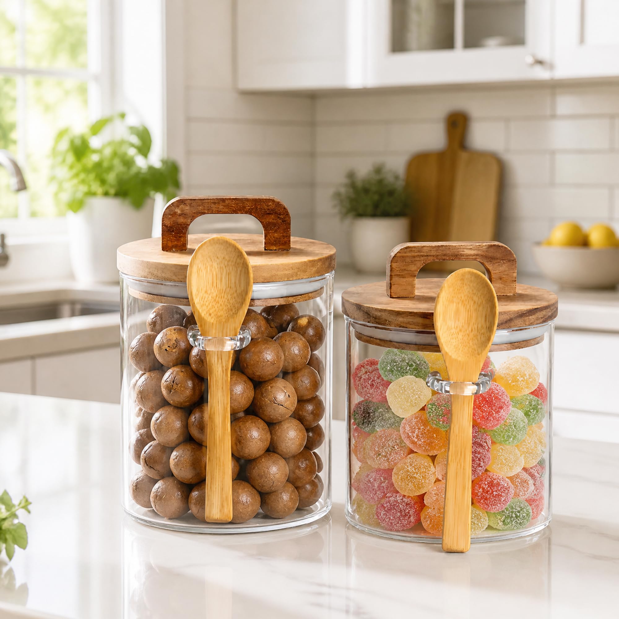 Kitchen counter with Trez Treamer jars as stylish storage decor