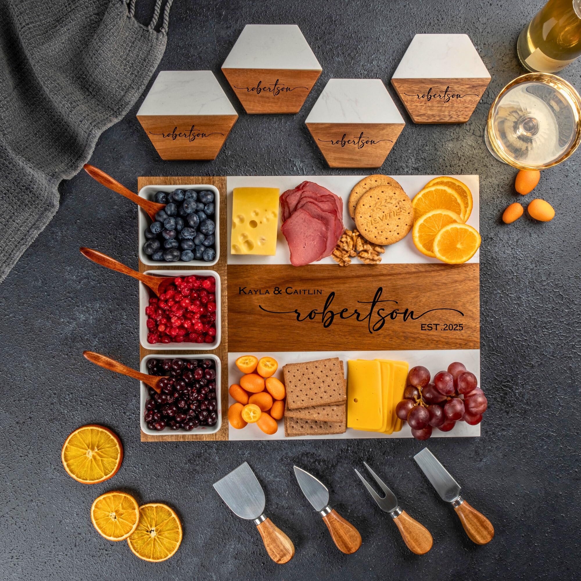 Elegant dual-material cheese board designed for entertaining
