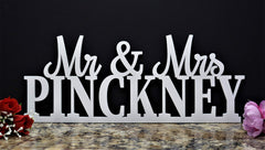 Custom Mr and Mrs sign wood cutout with included feet