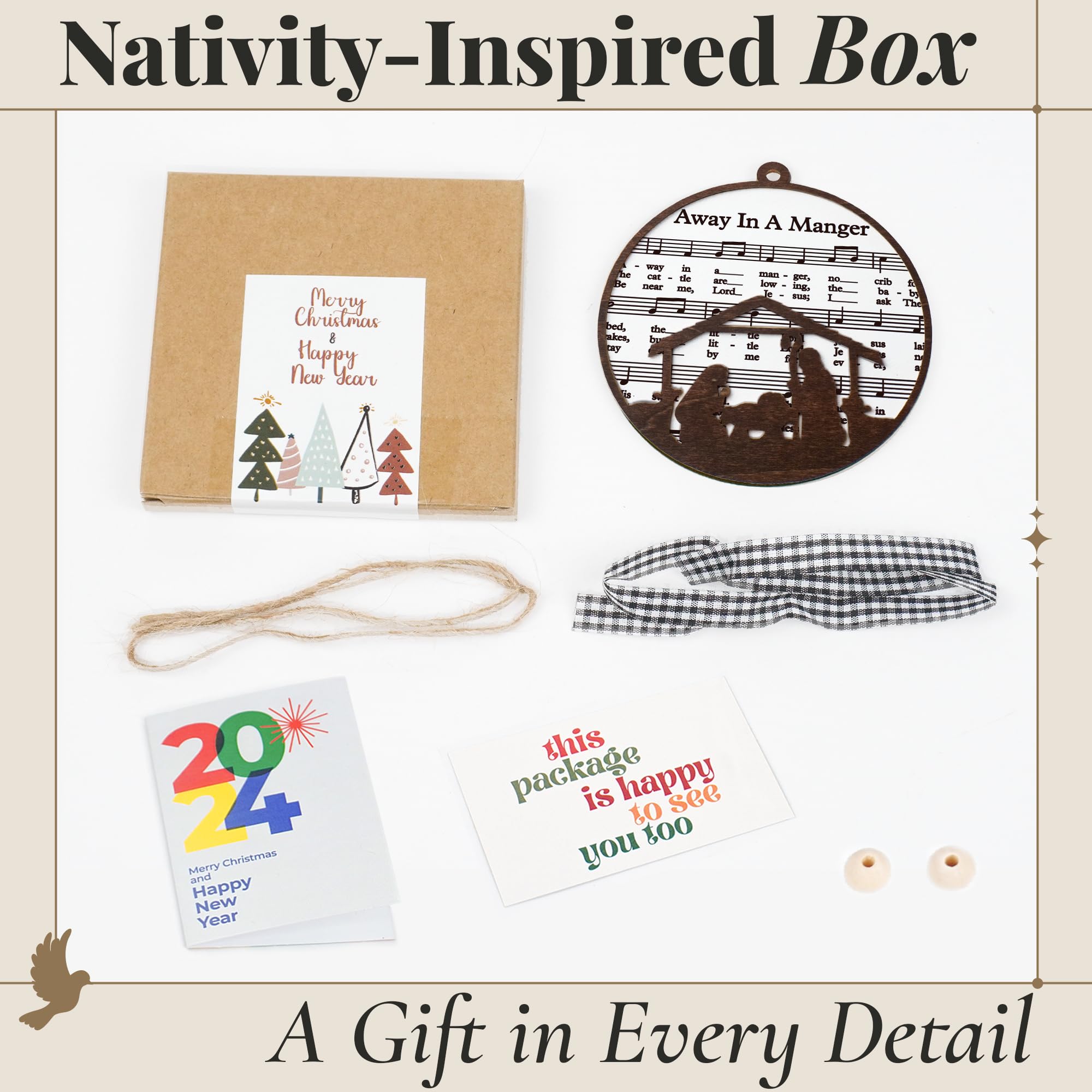 Nativity ornament packaging 1pc wooden decoration