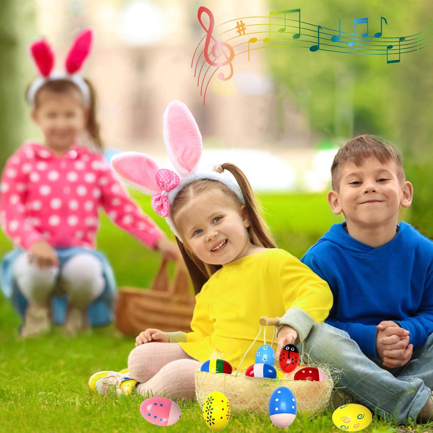 UPINLOOK Easter eggs shakers 9 piece musical toy