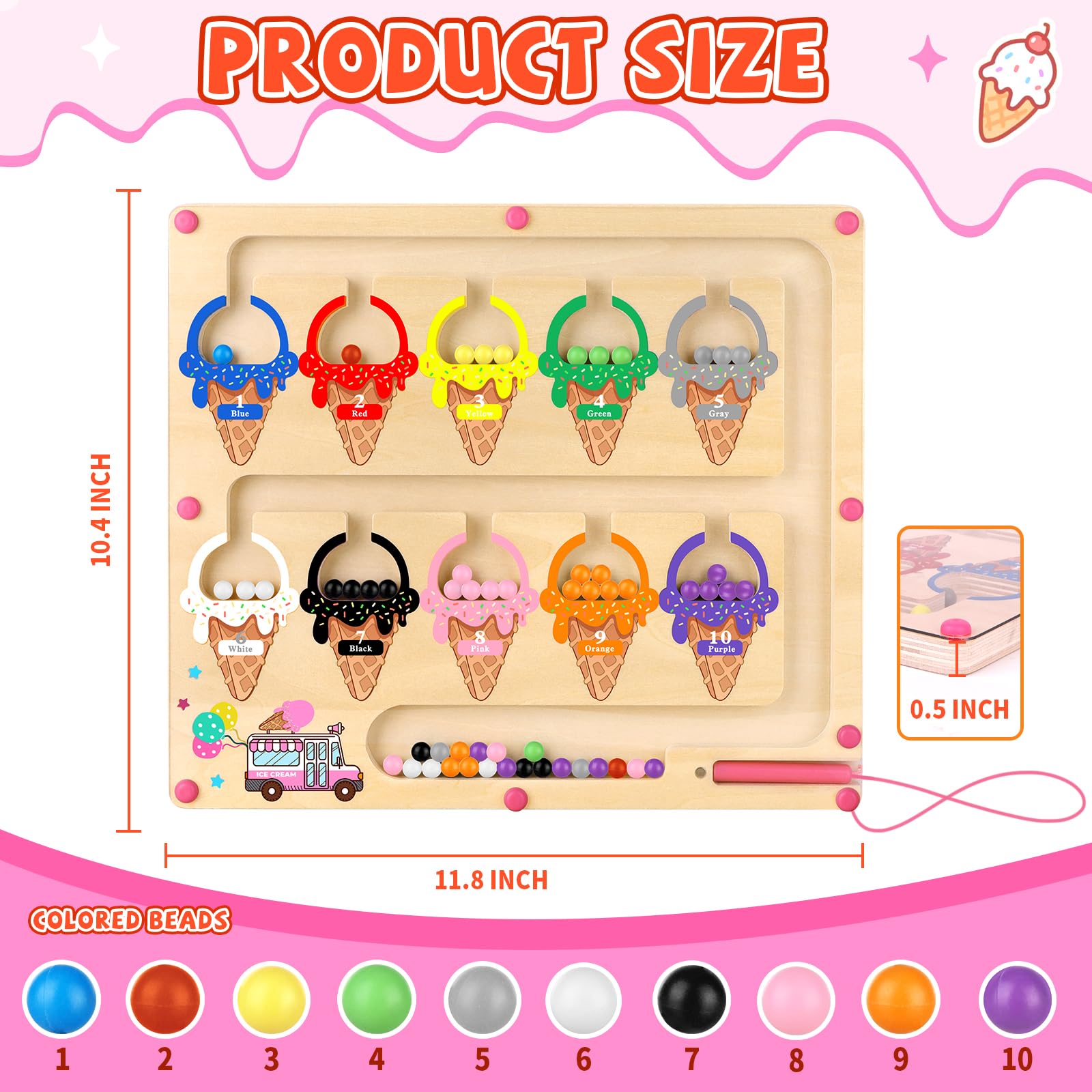 Premium wooden puzzle board with acrylic cover holding beads securely
