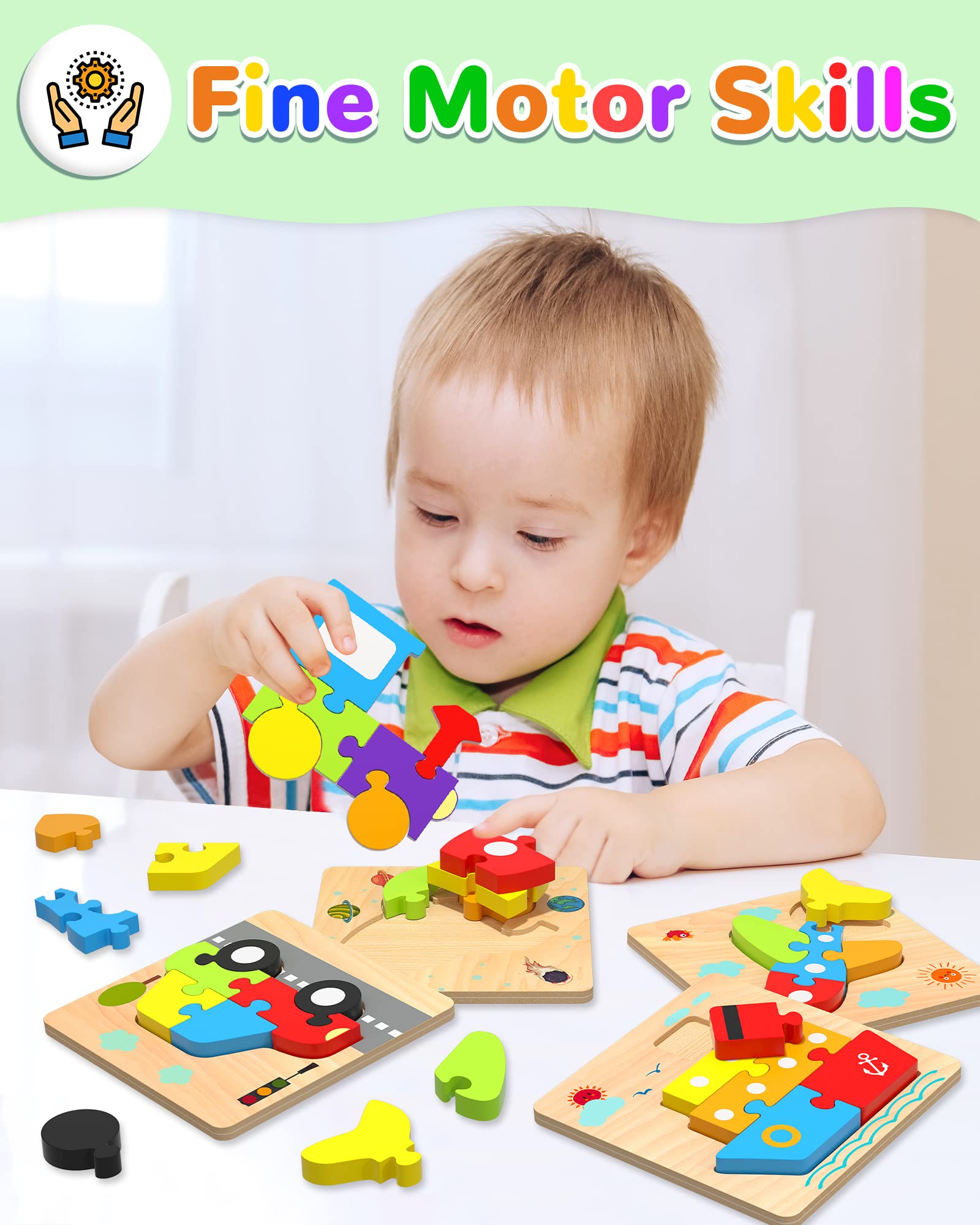 Smooth edged wooden puzzle safe for tiny hands
