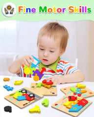 Smooth edged wooden puzzle safe for tiny hands