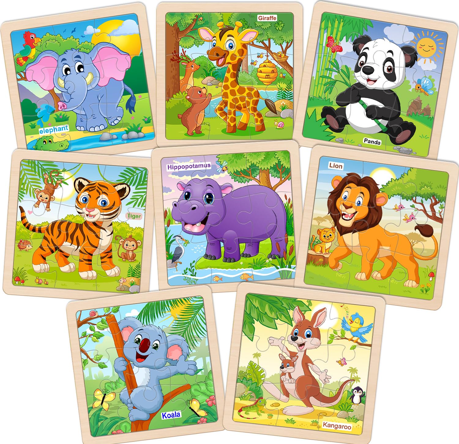 Wooden toddler puzzle set for ages 3 plus featuring animals