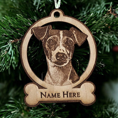 Wooden Rat Terrier Holiday Ornament for Christmas tree display