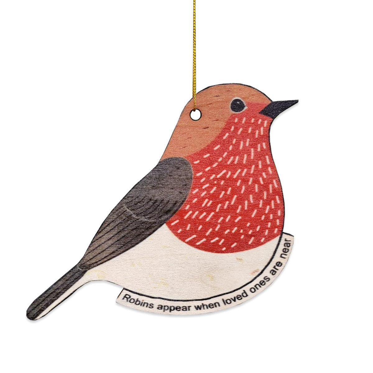 Wooden Robin Ornament 5.8 inch diameter