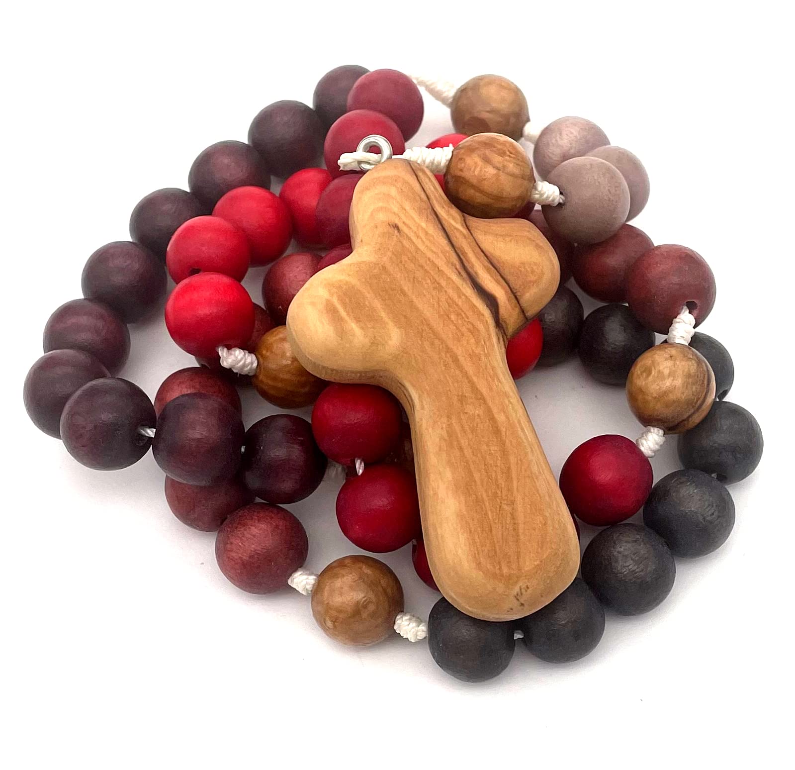 Wooden Rosary Sacred Heart with 12 mm beads and Bethlehem olivewood cross